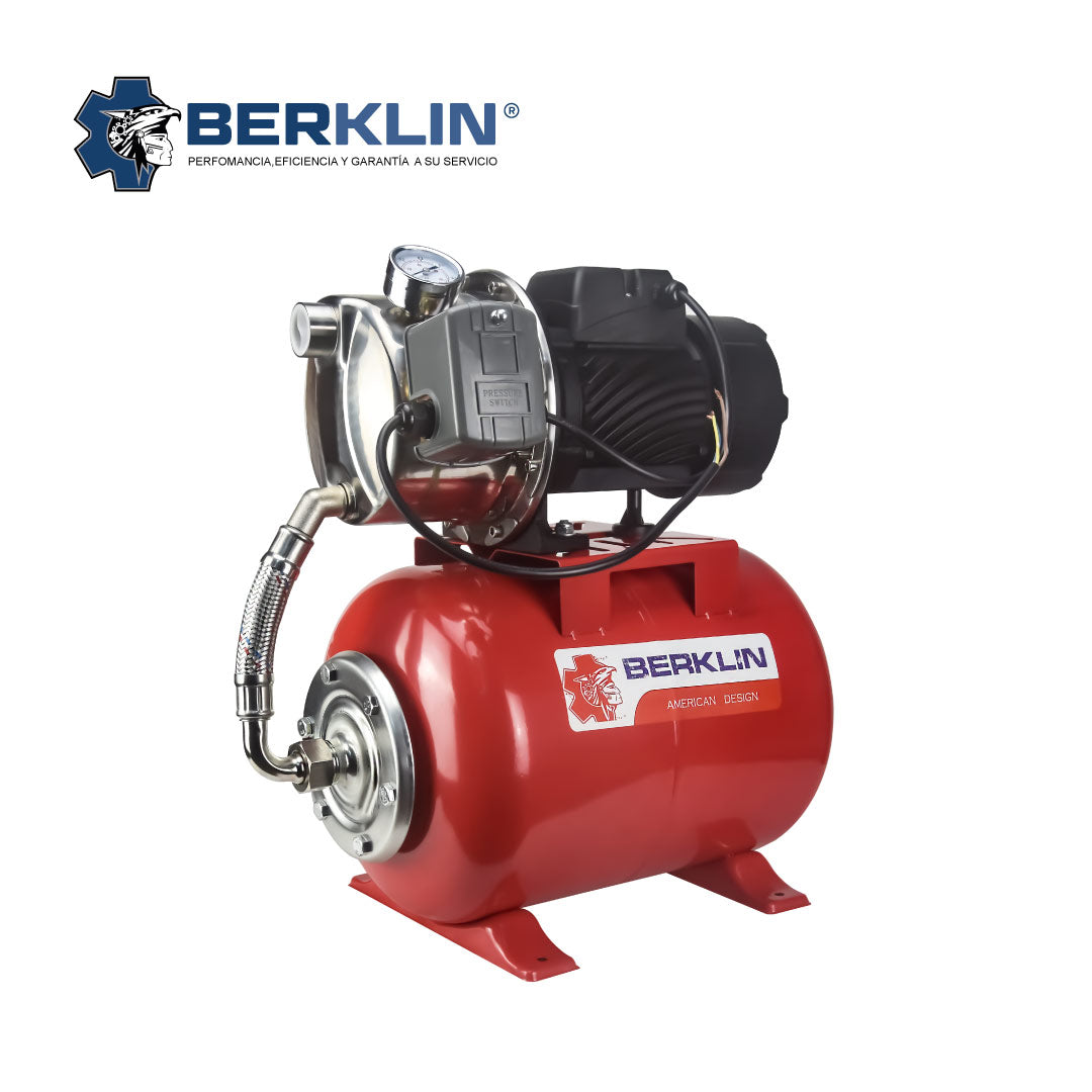 EQUIPO HIDRONEUMATICO DE 60L CON BOMBA DE ACERO INOXIDABLE DE 1HP