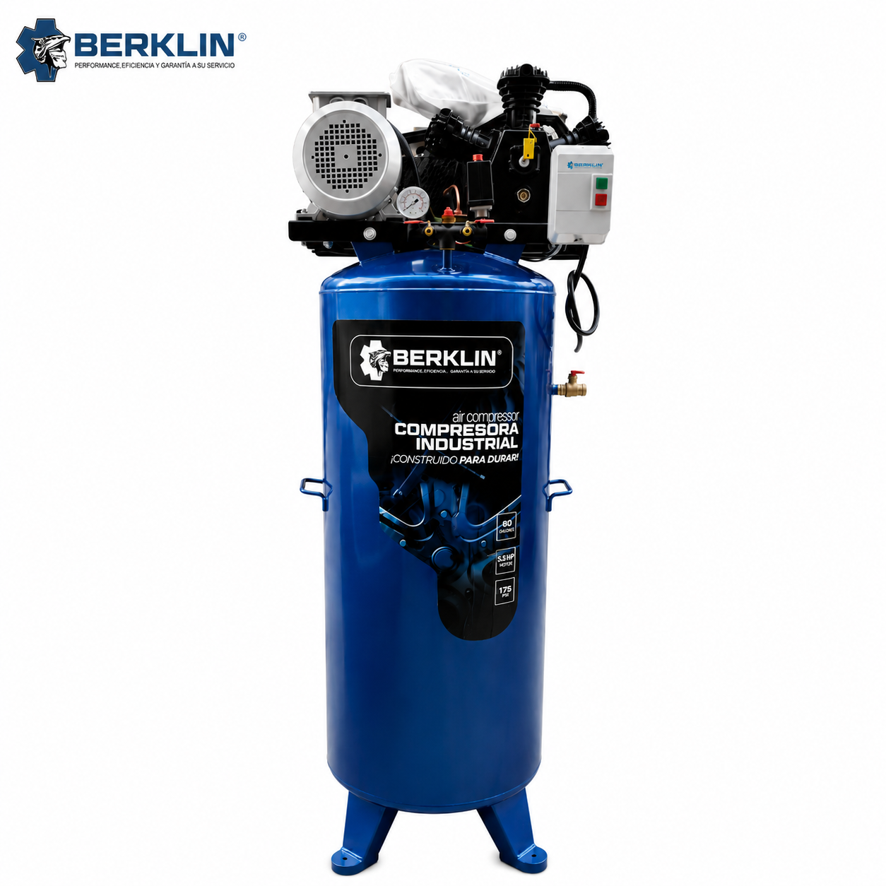 COMPRESORA INDUSTRIAL TRIFÁSICA DE 5.5 HP DE 80G
