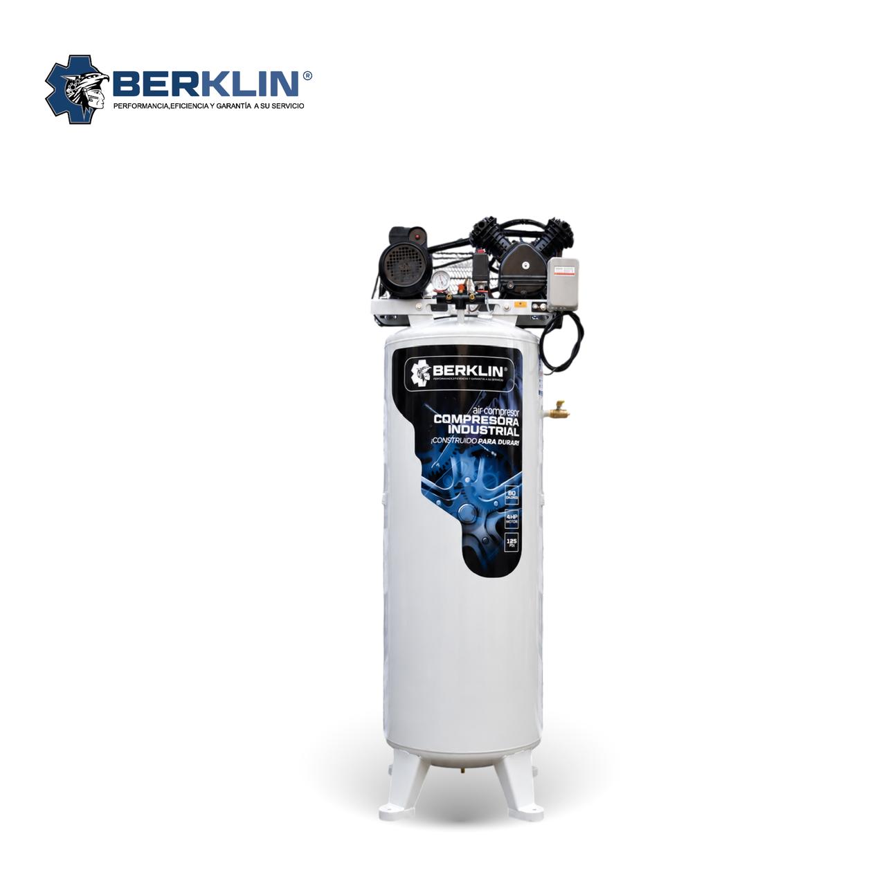 COMPRESORA INDUSTRIAL VERTICAL DE 3HP DE 80G CON CABEZAL DE 2 PISTONES