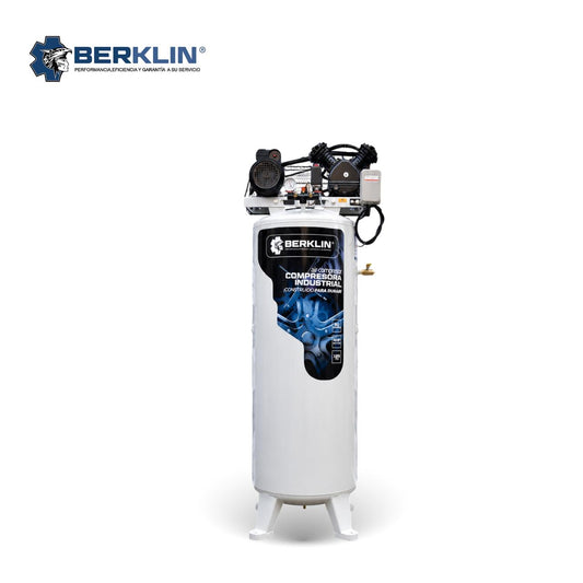 COMPRESORA INDUSTRIAL VERTICAL DE 3HP DE 80G CON CABEZAL DE 2 PISTONES